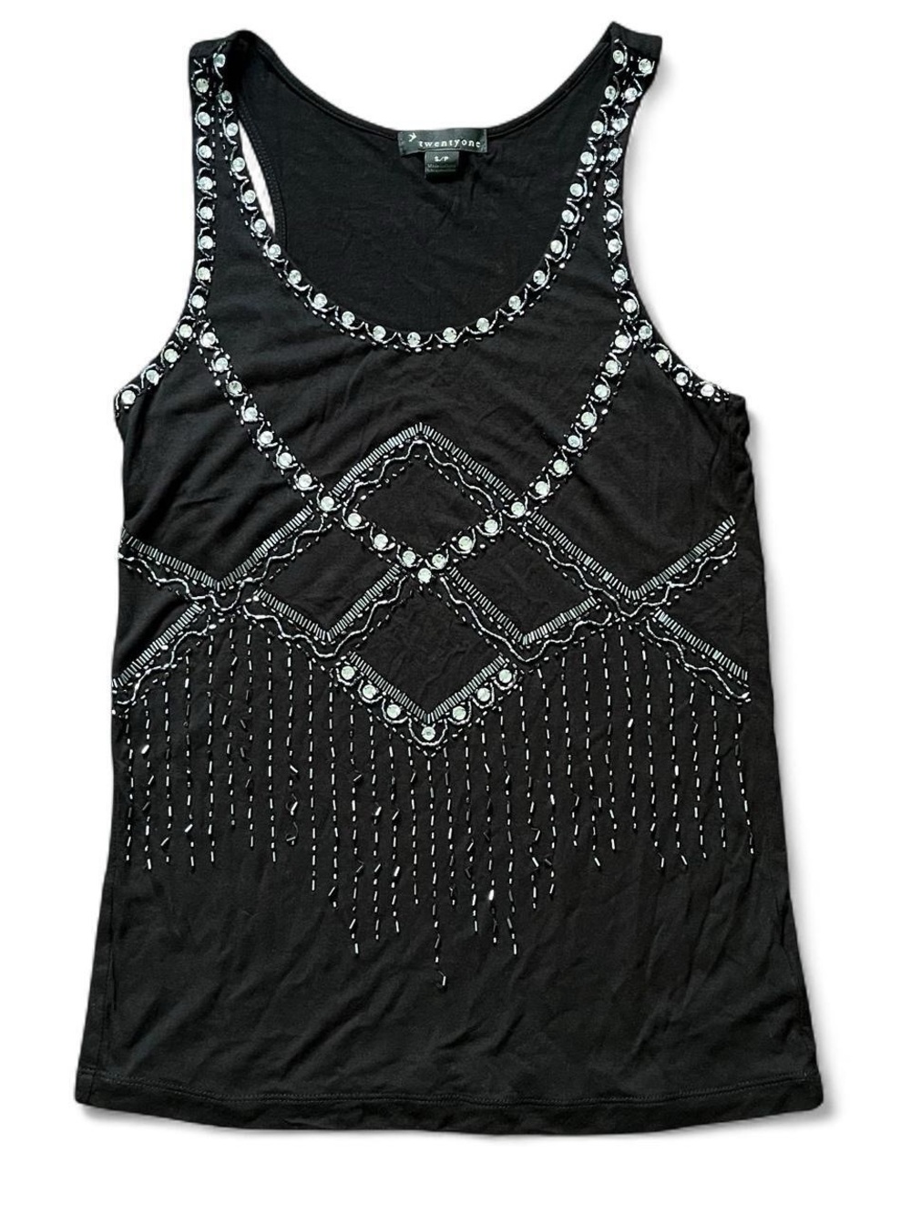 Y2K F21 Black Beaded Tank Top